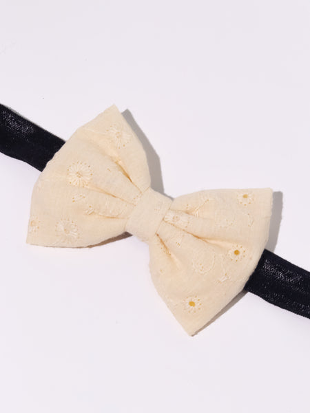 Solid Hakoba Bow Headband- Off White