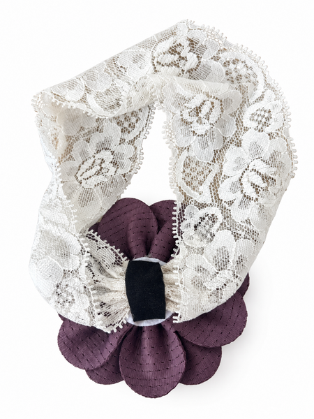 Girls Floral Lace Headband- Mauve