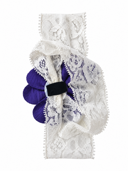Girls Floral Lace Headband- Navy Blue
