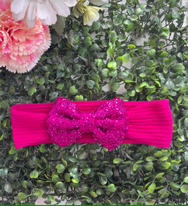 Festive Sequin Baby Headband- Dark Pink
