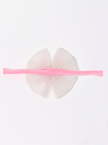 Sequined Heart Tulle Bow Headband- Multi Colored