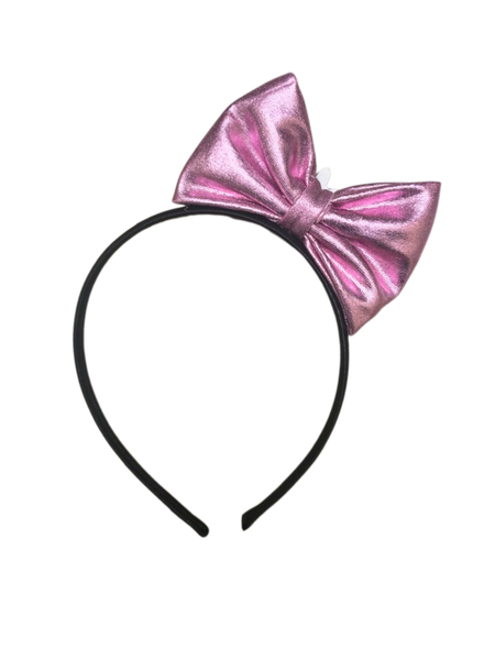 Girls Leather Unicorn Standing Bow Hairband – Pink