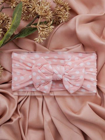 Polka Dots Knot Top Headwrap- Light Pink