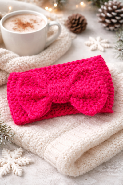 Woolen Turban Headband- Dark Pink