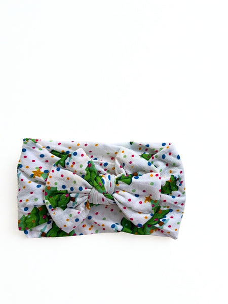 Christmas Tree Print Headwrap- white