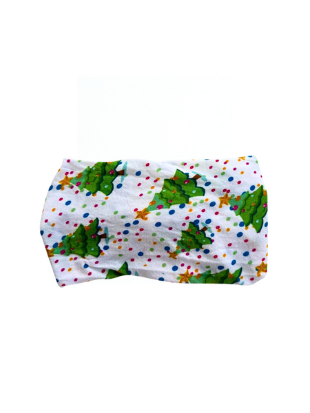 Christmas Tree Print Headwrap- white