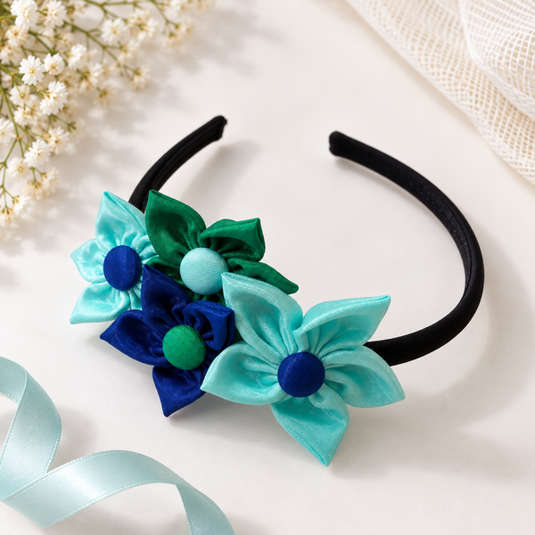 Ocean Bloom Floral Hairband- Blue