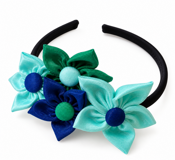 Ocean Bloom Floral Hairband- Blue