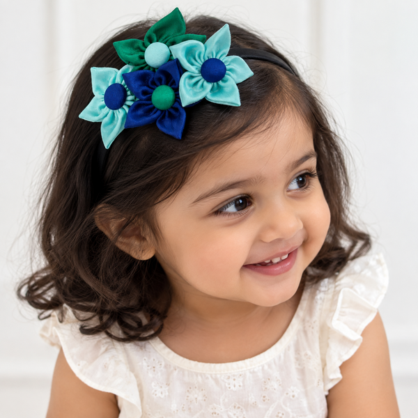Ocean Bloom Floral Hairband- Blue