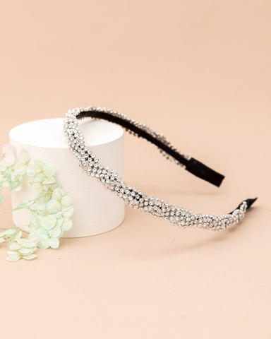 Glitter Lace Embellished Headband- Silver