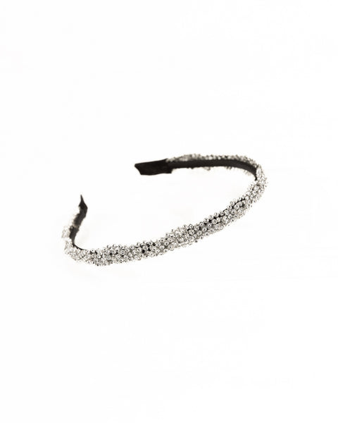 Glitter Lace Embellished Headband- Silver