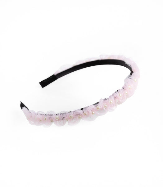 Faux Pearl Embellished Ethnic Headband- Light Pink