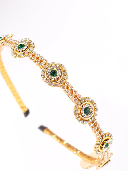 Ethnic Stone Embellished Girls Headband- Golden & Green