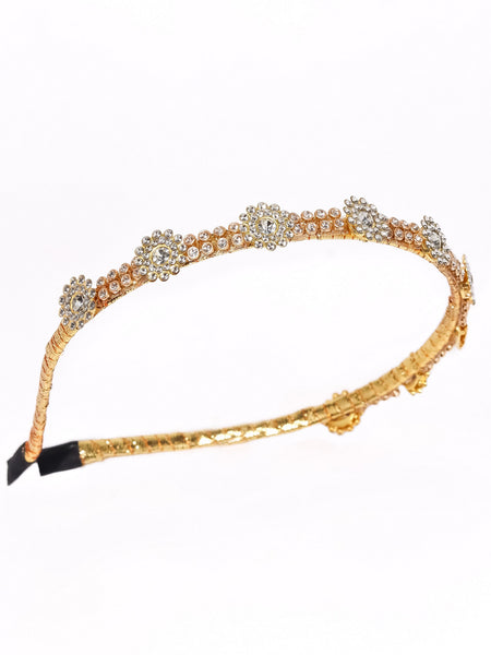 Ethnic Stone Embellished Girls Headband- Golden & White