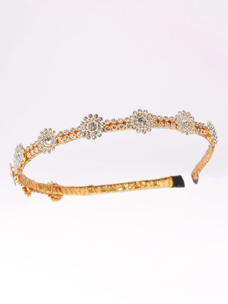 Ethnic Stone Embellished Girls Headband- Golden & White