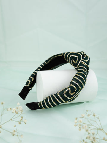 Handcrafted Ethnic Knot Headband- Black
