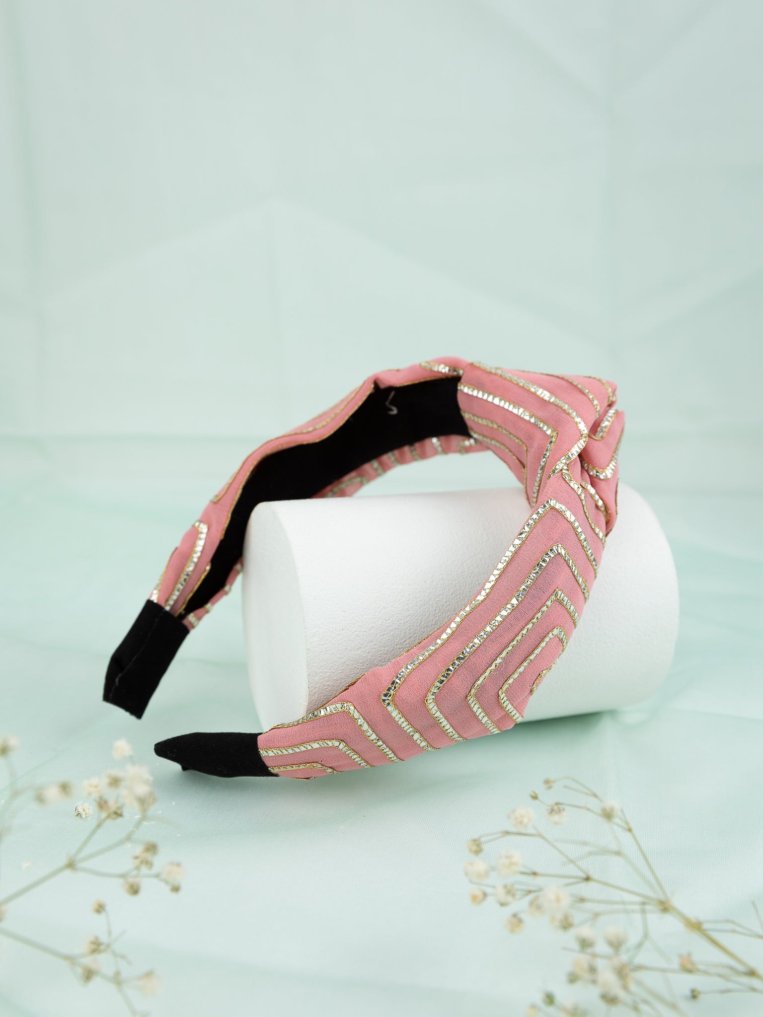 Handcrafted Ethnic Knot Headband- Light Pink