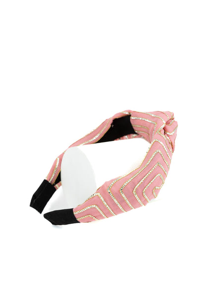 Handcrafted Ethnic Knot Headband- Light Pink