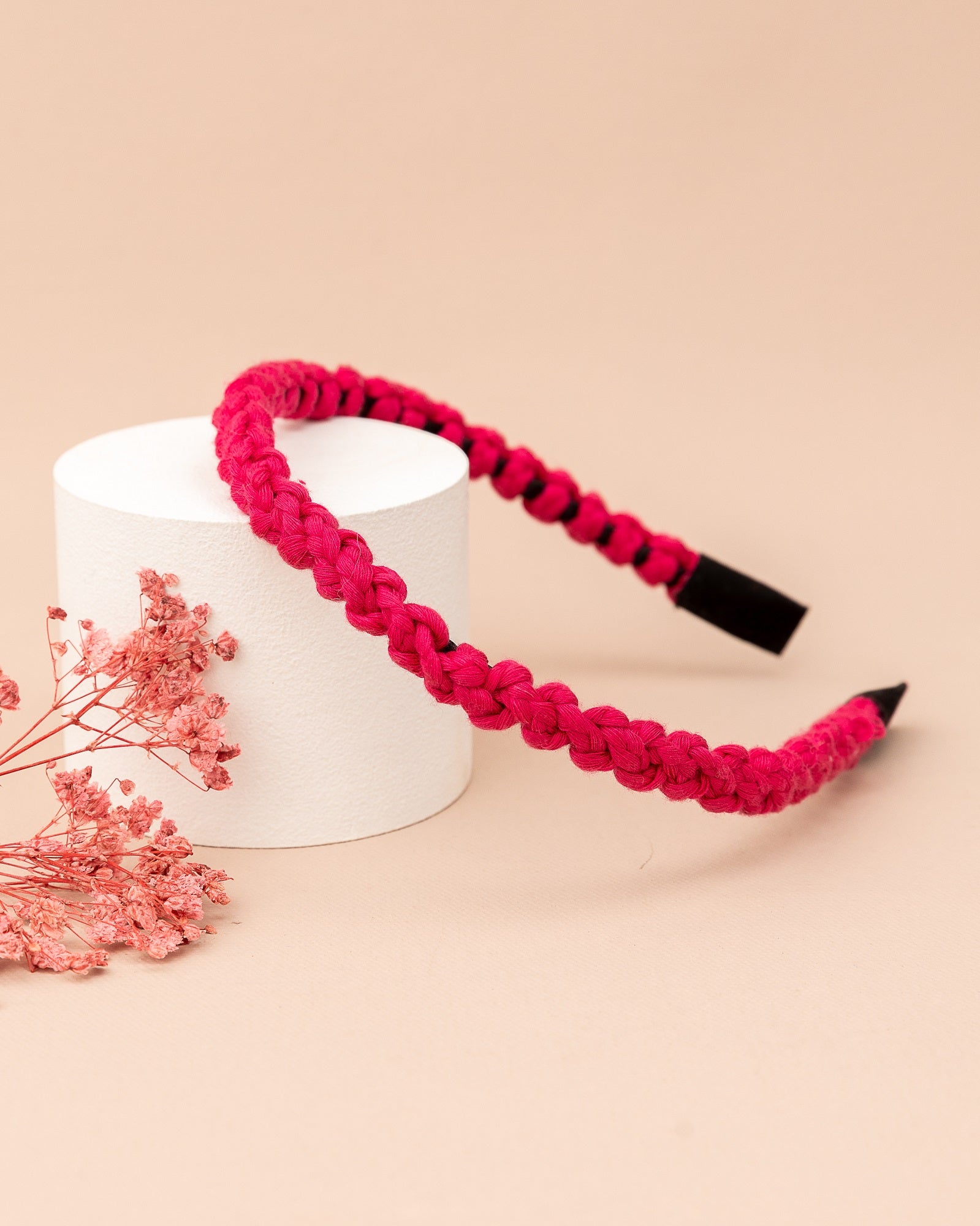 Handmade Macramé Headband- Dark Pink