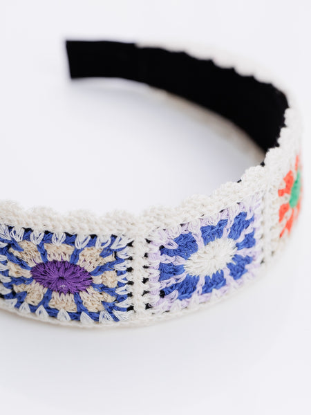 Pastel Flower Handmade Corset Hair Band- White