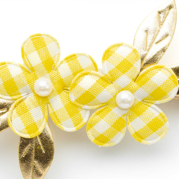 Newborn Checkered Flower Headband- Yellow