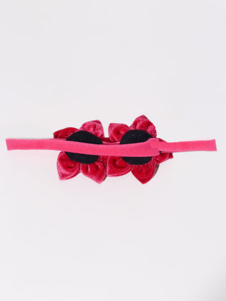 Velvet Newborn Flower Headband- Dark Pink