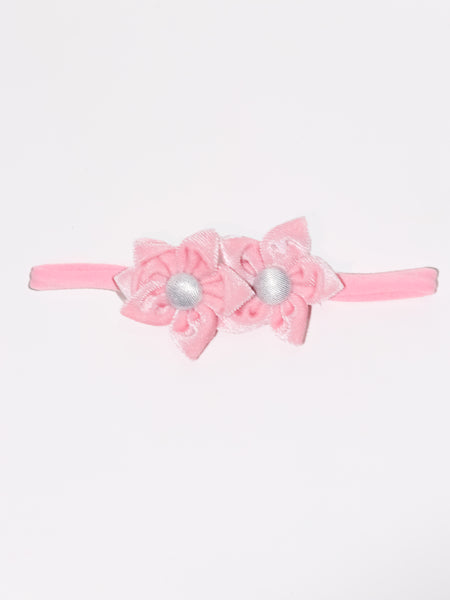 Velvet Newborn Flower Headband- Light Pink