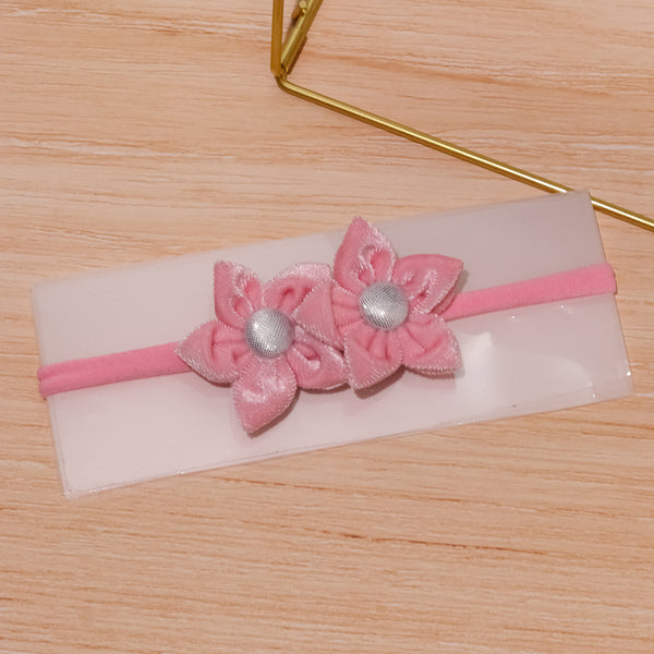 Velvet Newborn Flower Headband- Light Pink