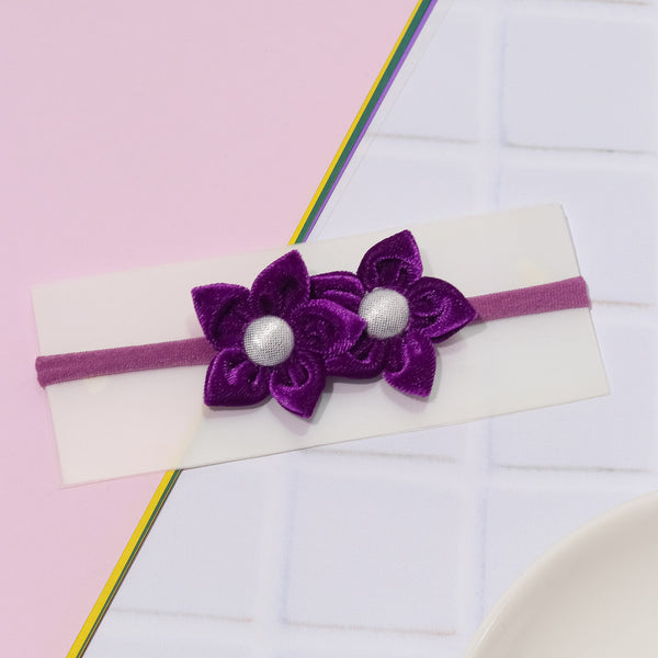 Velvet Newborn Flower Headband- Purple