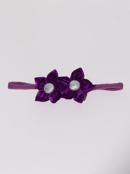 Velvet Newborn Flower Headband- Purple