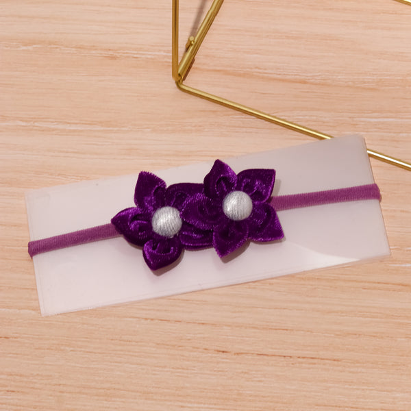 Velvet Newborn Flower Headband- Purple