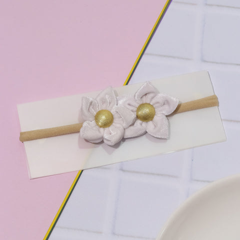 Velvet Newborn Flower Headband- White