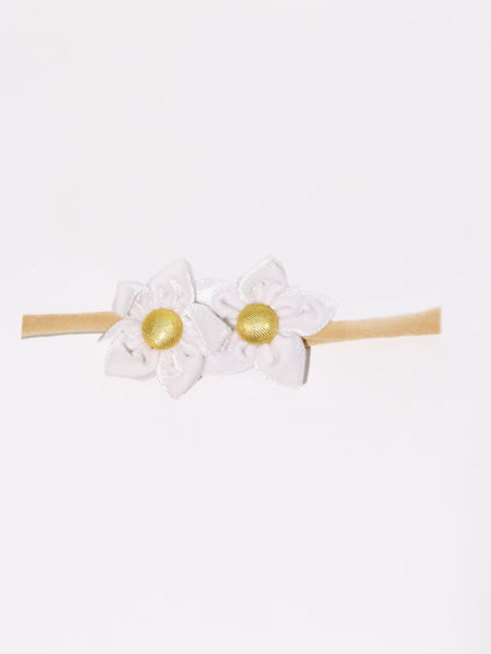 Velvet Newborn Flower Headband- White