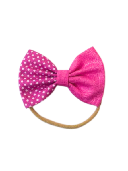Baby 2-in-1 Polka Dot Bow Headband – Pink & White