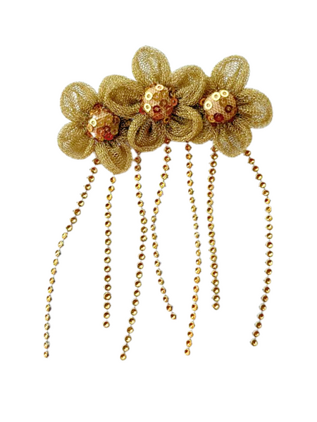 Ethnic Floral Sequin Clip – Golden