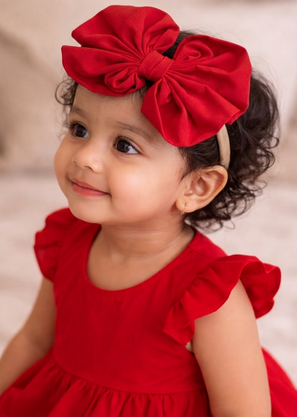 Fluffy Baby Headband- Red