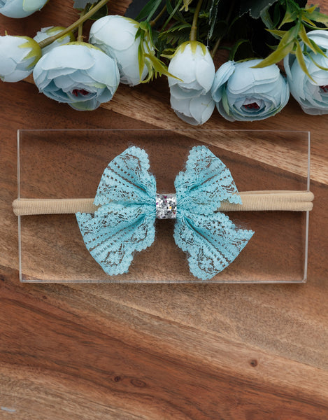 Newborn Butterfly Bow Headband- Light Blue