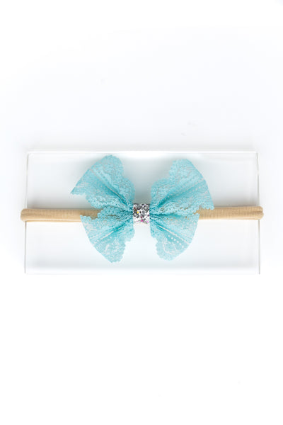 Newborn Butterfly Bow Headband- Light Blue