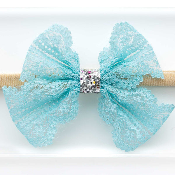 Newborn Butterfly Bow Headband- Light Blue