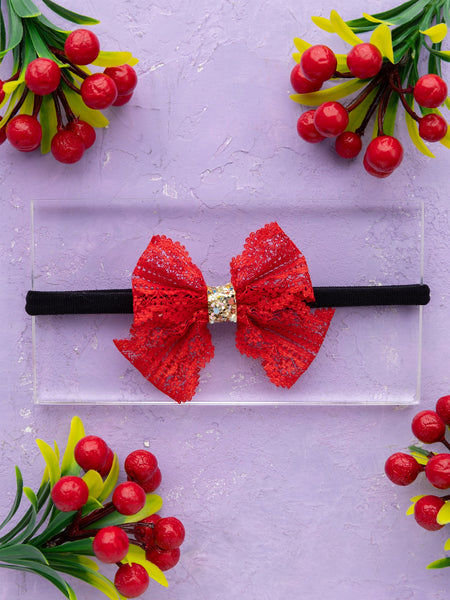 Newborn Butterfly Bow Headband- Red