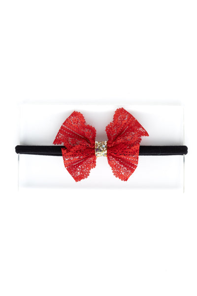 Newborn Butterfly Bow Headband- Red