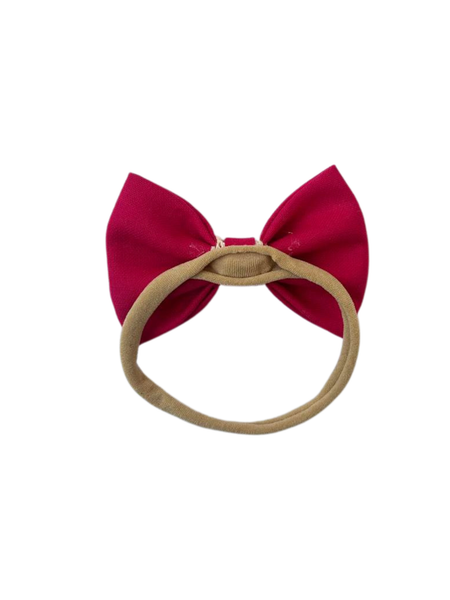 Pearl and Thread Embroidery Bow Clip- Red