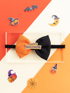 Halloween Theme Bow Applique Detailed Headband - Black & Orange