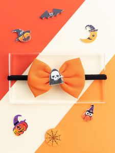 Halloween Theme Bow Applique Detailed Headband - Orange