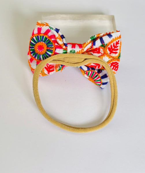 Garba Colorful Bow Headband- Multicolor