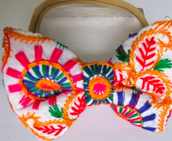 Garba Colorful Bow Headband- Multicolor