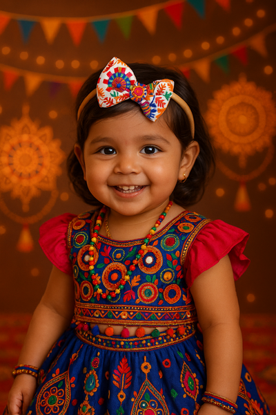 Garba Colorful Bow Headband- Multicolor