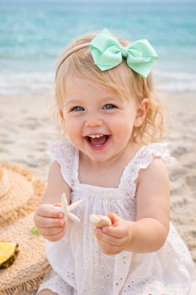Chic Ribbon Bow Headband- Mint Green