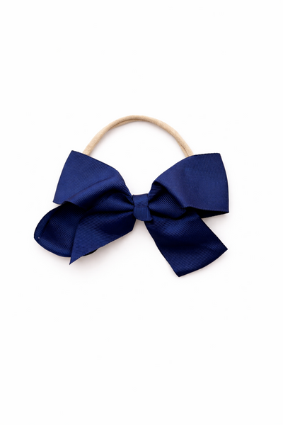 Chic Ribbon Bow Headband- Navy Blue