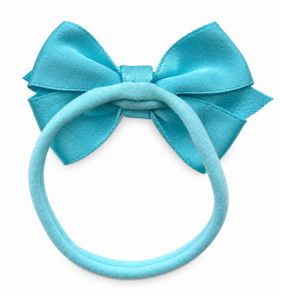 Girls Ribbon Pearl Bow Headband- Blue